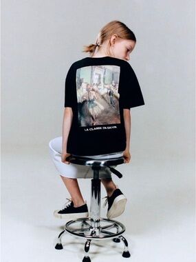 Zara Black Graphic Tee with Ballet Scene